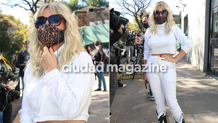 Las fotos exclusivas del regreso de Flor Peña al trabajo tras superar el covid: look canchero y buena onda