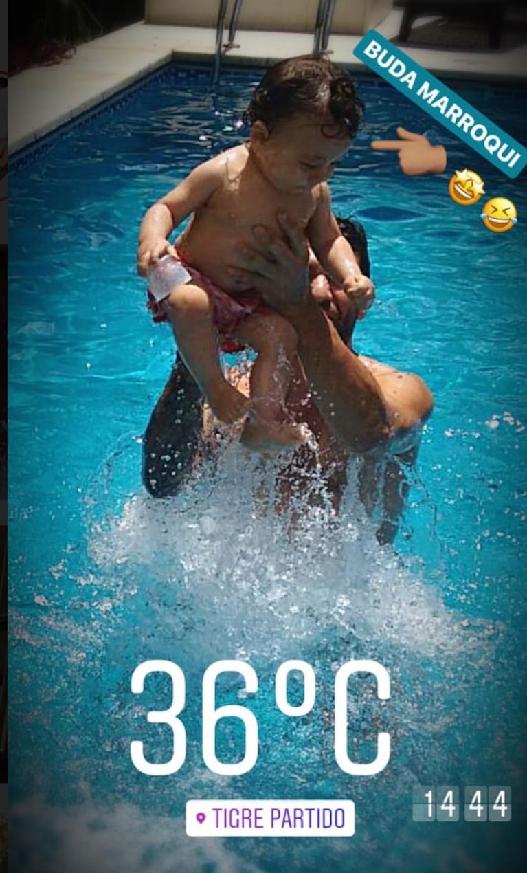 Las fotos súper tiernas de Ximena Capristo y Gustavo Conti jugando con su hijo en la pileta: "Su risa es todo" 