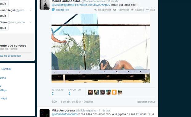 Las fotos y mensajes de amor de Mónica Antonópulos y Mike Amigorena (Fotos: Twitter). 