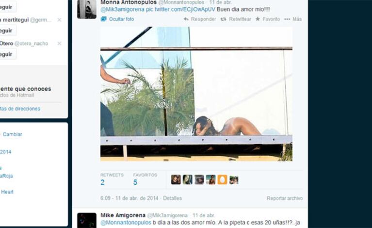 Las fotos y mensajes de amor de Mónica Antonópulos y Mike Amigorena (Fotos: Twitter). 