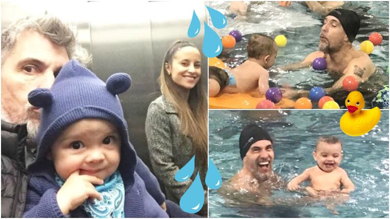 Las fotos y videos del hijo del Chato Prada y Lourdes Sánchez en sus primeras clases de natación (Fotos: Instagram)