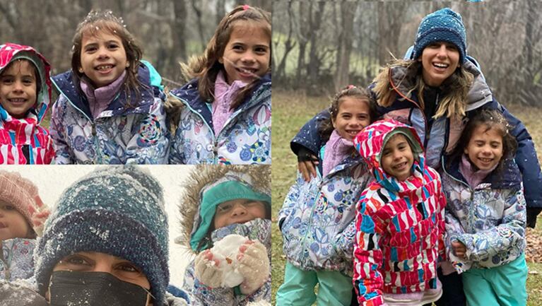 Las fotos y videos más tiernos de Cinthia Fernández con sus hijas en la nieve.