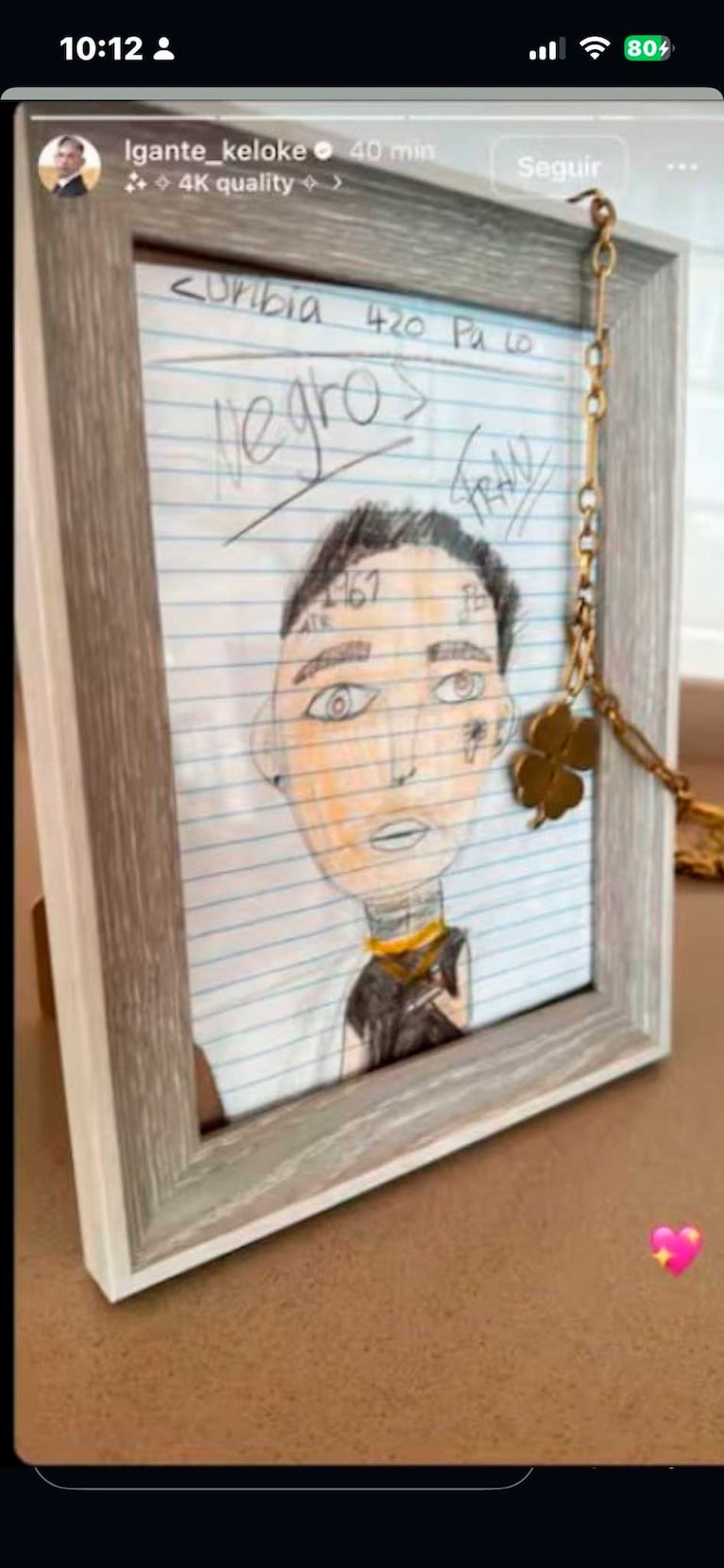 Las hijas de Wanda Nara también le hicieron regalos similares a L-Gante (Foto: Instagram @lgante_keloke)