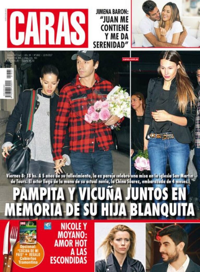 Las imágenes de Benjamín Vicuña junto a la China Suárez, al arribar a la misa en memoria de Blanquita