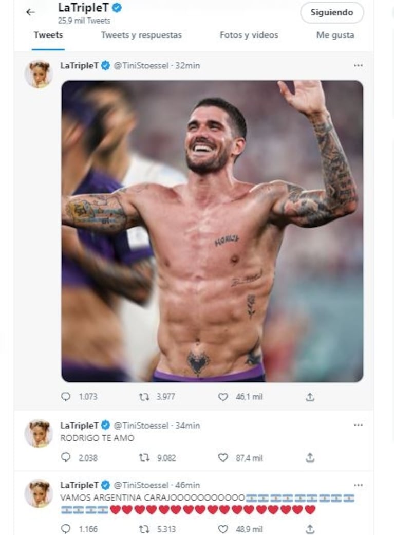 Las imágenes de China Suárez y Rusherking alentando eufóricos y enamorados a Argentina en el Mundial de Qatar 2022