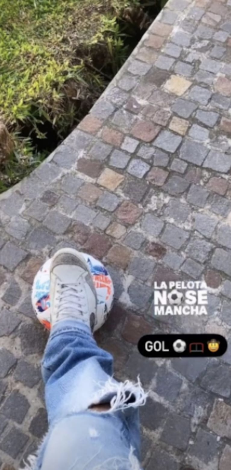 Las imágenes de Daniel Osvaldo jugando al fútbol en el jardín de Gianinna Maradona: "La pelota no se mancha"