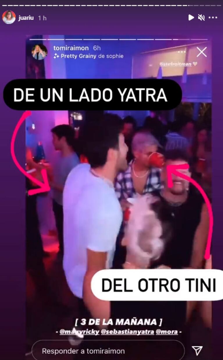 Las imágenes de Tini Stoessel y Sebastián Yatra, juntos en una fiesta en Miami, en medio de rumores de reconciliación
