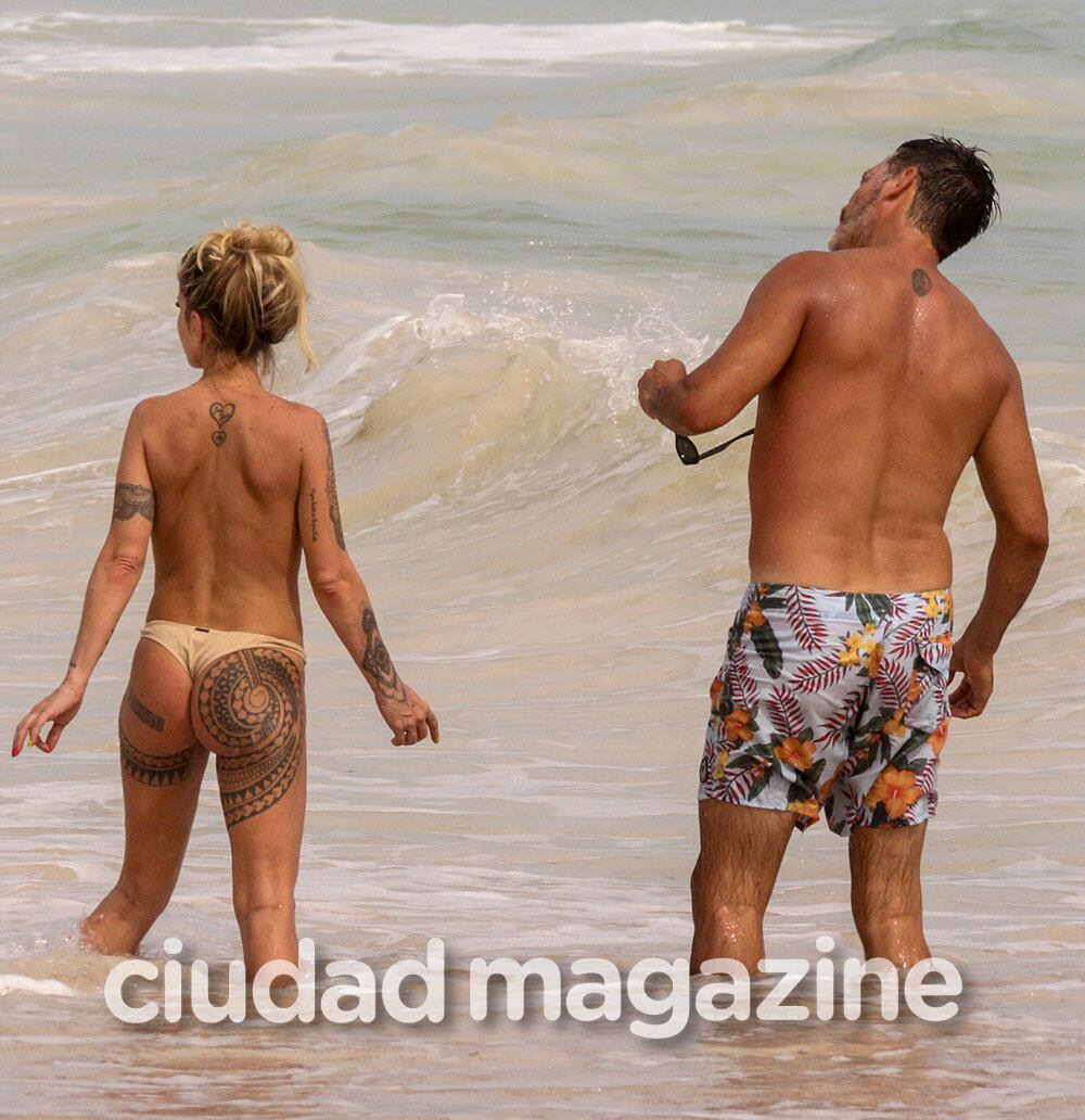 Las increíbles vacaciones de Florencia Peña y su marido: topless en las playas de Tulum. (Foto: Grosby)