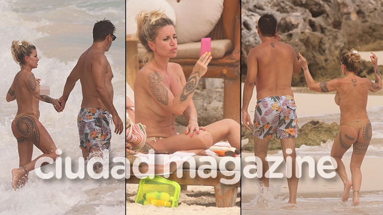 Las increíbles vacaciones en topless de Florencia Peña y su marido, en Tulum. (Foto: Grosby Group)
