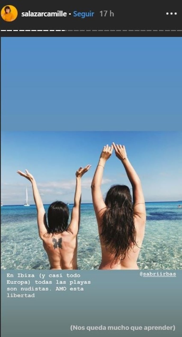 Las jugadas fotos de Camila Salazar y su esposo en una playa nudista: "Amo esta libertad"
