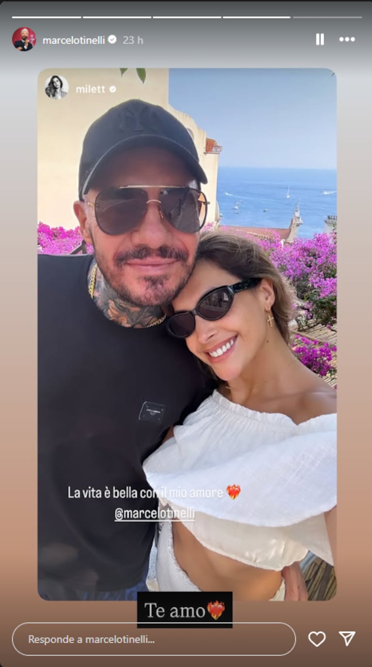 Las lujosas vacaciones de Marcelo Tinelli y Milett Figueroa en la Costa Amalfitana