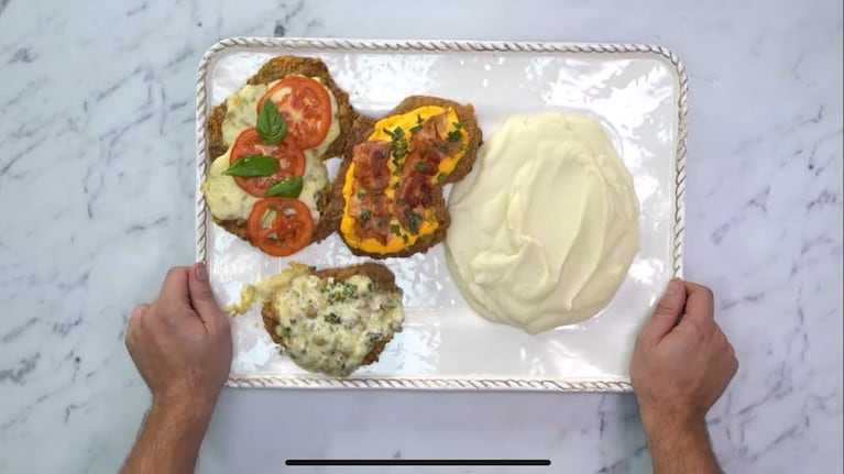 Las milanesas con tres toppings diferentes, una receta para lucirse en la cocina. Foto: Cucinare TV
