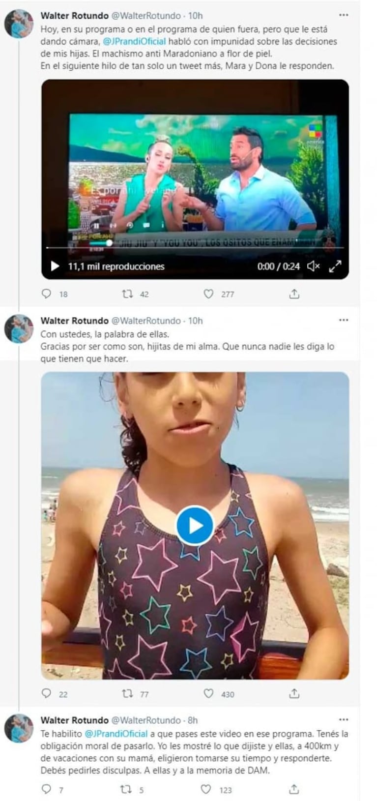 Las nenas bautizadas en honor a Maradona, molestas con Julieta Prandi por cuestionar sus nombres: "Una falta de respeto"