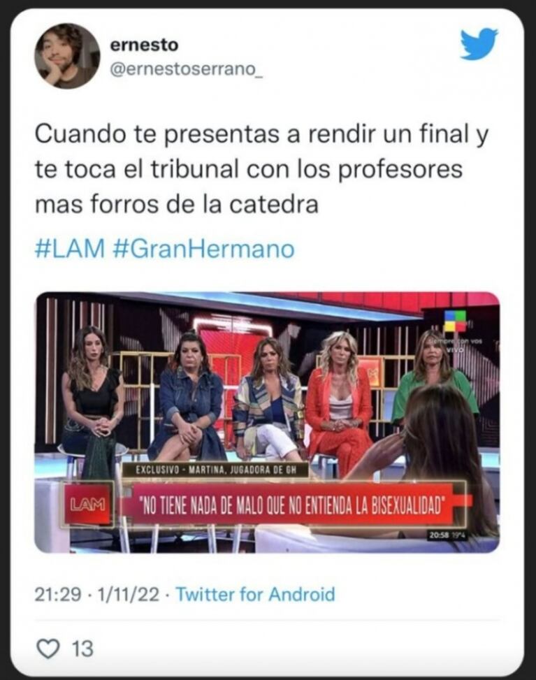Las panelistas de LAM recibieron con la peor de las ondas a Martina de Gran Hermano y hubo lluvia de memes