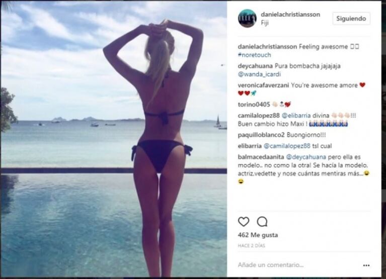 Las paradisíacas vacaciones de Maxi López y su novia modelo en Fiji... ¿con palito de la sueca a Wanda?: "Foto sin retoques"