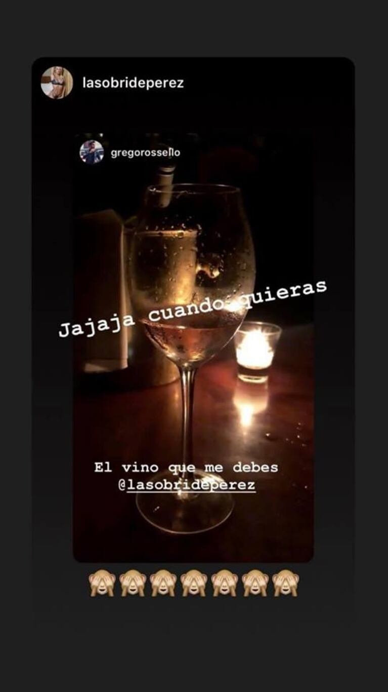 Las pícaras fotos de Sol Pérez con Grego Rossello: ¡dándose un beso y tomando vino!