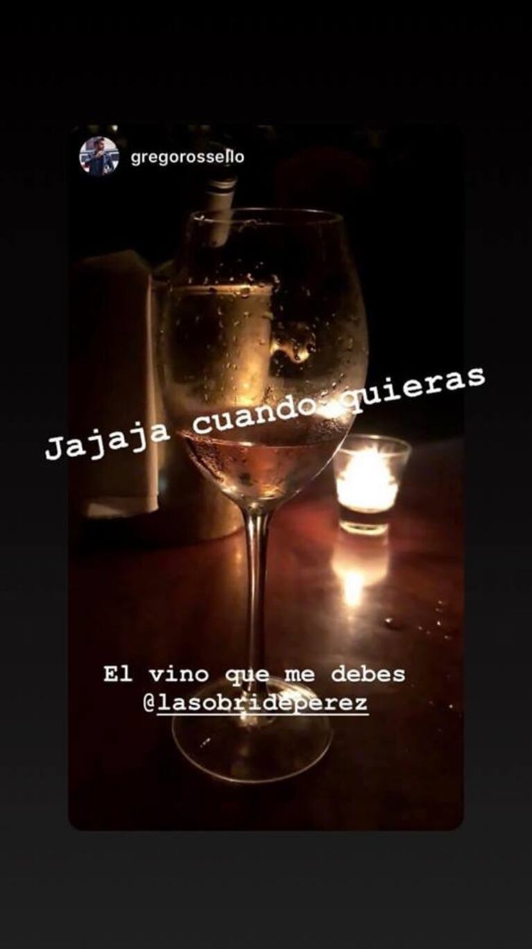 Las pícaras fotos de Sol Pérez con Grego Rossello: ¡dándose un beso y tomando vino!