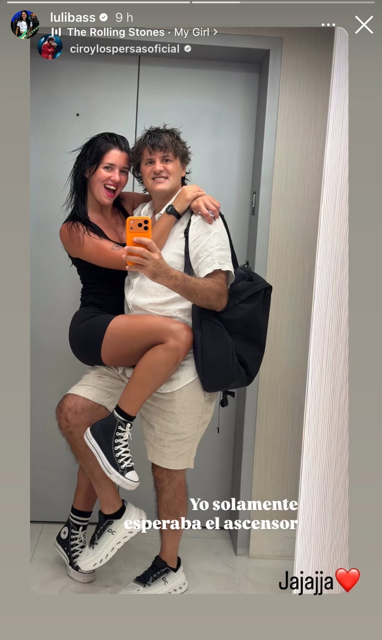 Las primeras fotos de Ciro Martínez y Luli Bass como pareja: ascensor, abrazos y una romántica postal. Crédito: Instagram.