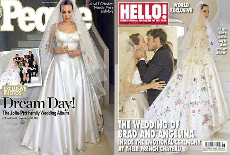 Las primeras fotos de la boda de Brad Pitt y Angelina Jolie: ¡mirá el particular vestido de la novia! (Foto: Revista People/ Revista Hello!)