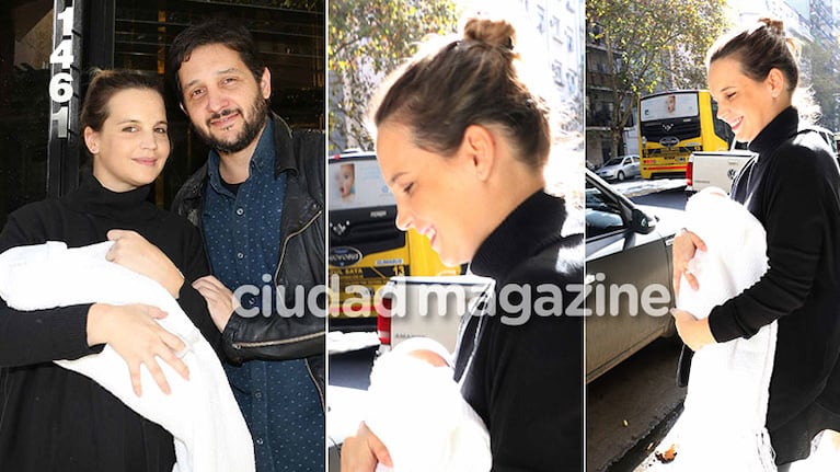 Las primeras fotos de Sabrina Garciarena y Germán Paoloski junto a su bebé (Foto: Movilpress)