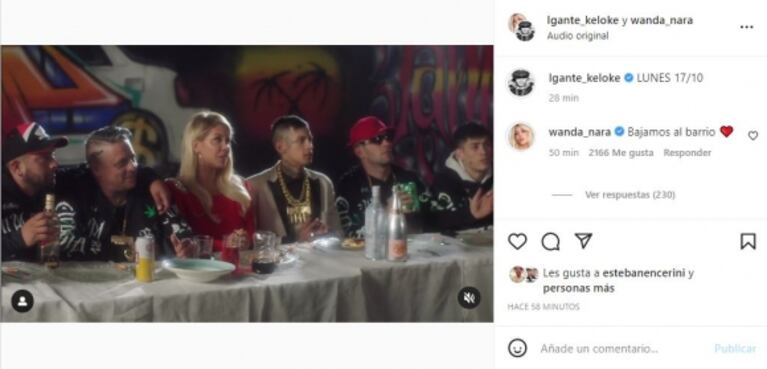 Las primeras imágenes del videoclip de L-Gante con Wanda Nara como protagonista: "Bajamos al barrio"