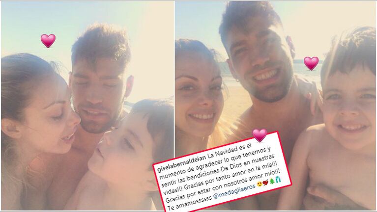 Las primeras vacaciones de Gisela Bernal con su novio y su hijo (Fotos: Instagram)