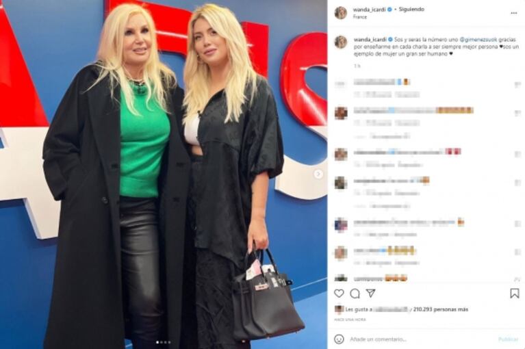 Las profundas palabras de Wanda Nara a Susana Giménez tras la entrevista en París: "Gracias por enseñarme en cada charla a ser siempre mejor persona"
