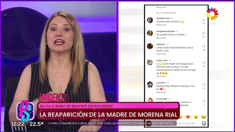 Las reacciones a la publicación de Silvia D'Auro en Instagram.