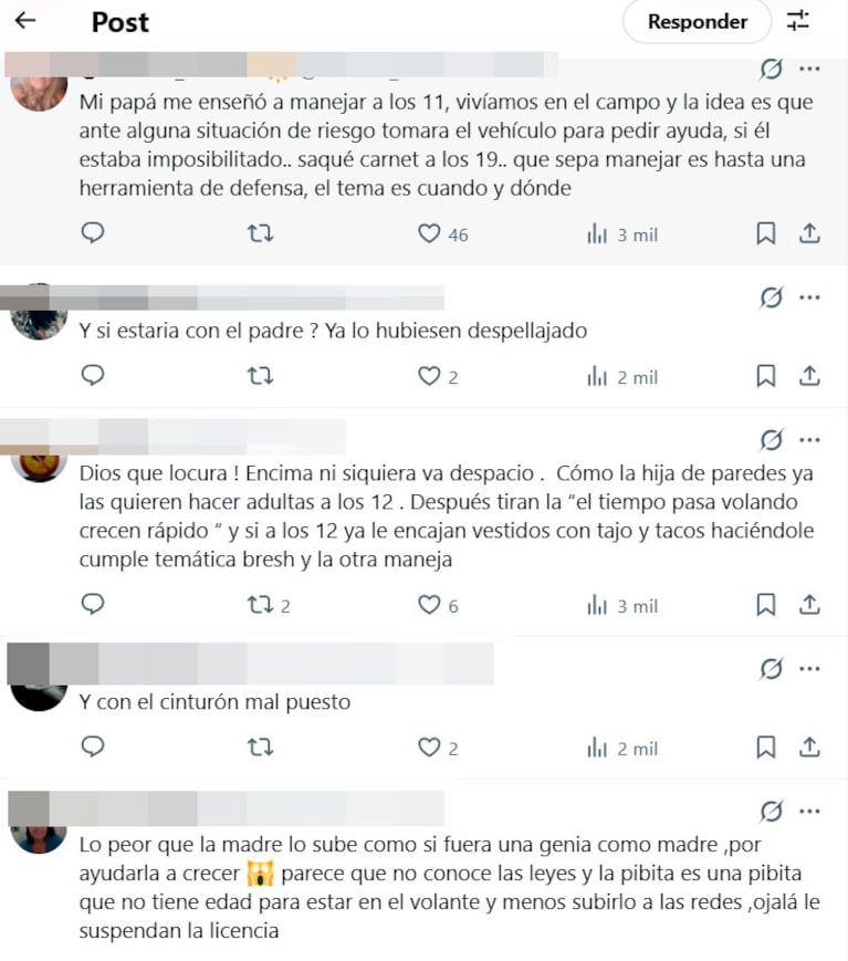 LAS REACCIONES DE LOS USUARIOS DE X AL VER A ALMA MANEJANDO A LOS 12 AÑOS