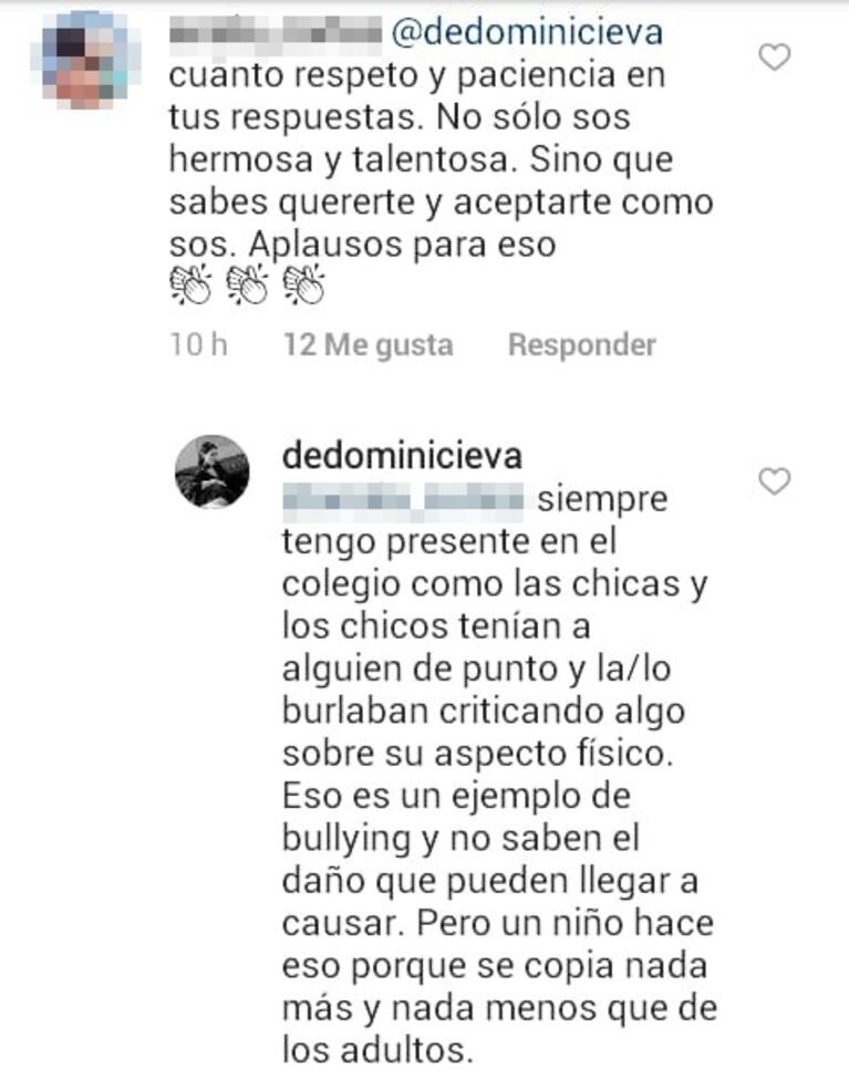 Las respuestas de Eva de Dominici, tras maliciosos comentarios sobre sus lolas: "¿Por qué le exigimos ridiculeces al cuerpo de la mujer?"