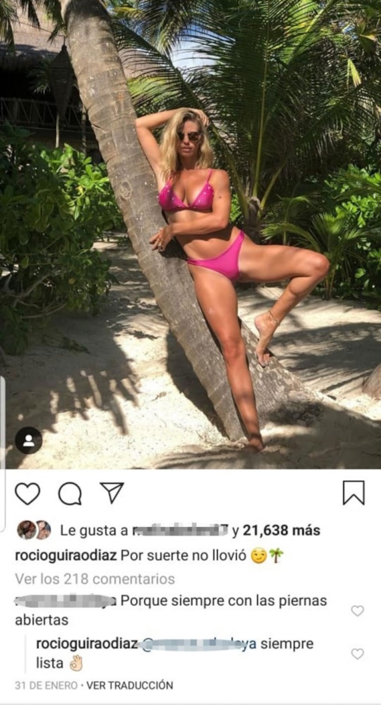 Las respuestas sin filtro de Rocío Guirao Díaz a comentarios "mala onda" de sus seguidores en fotos sexies