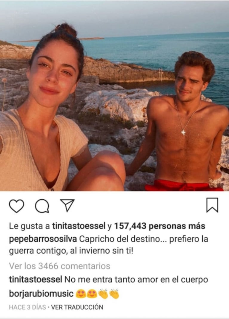 Las románticas postales de Tini Stoessel y Pepe Barroso reconciliados: "No me entra tanto amor en el cuerpo"