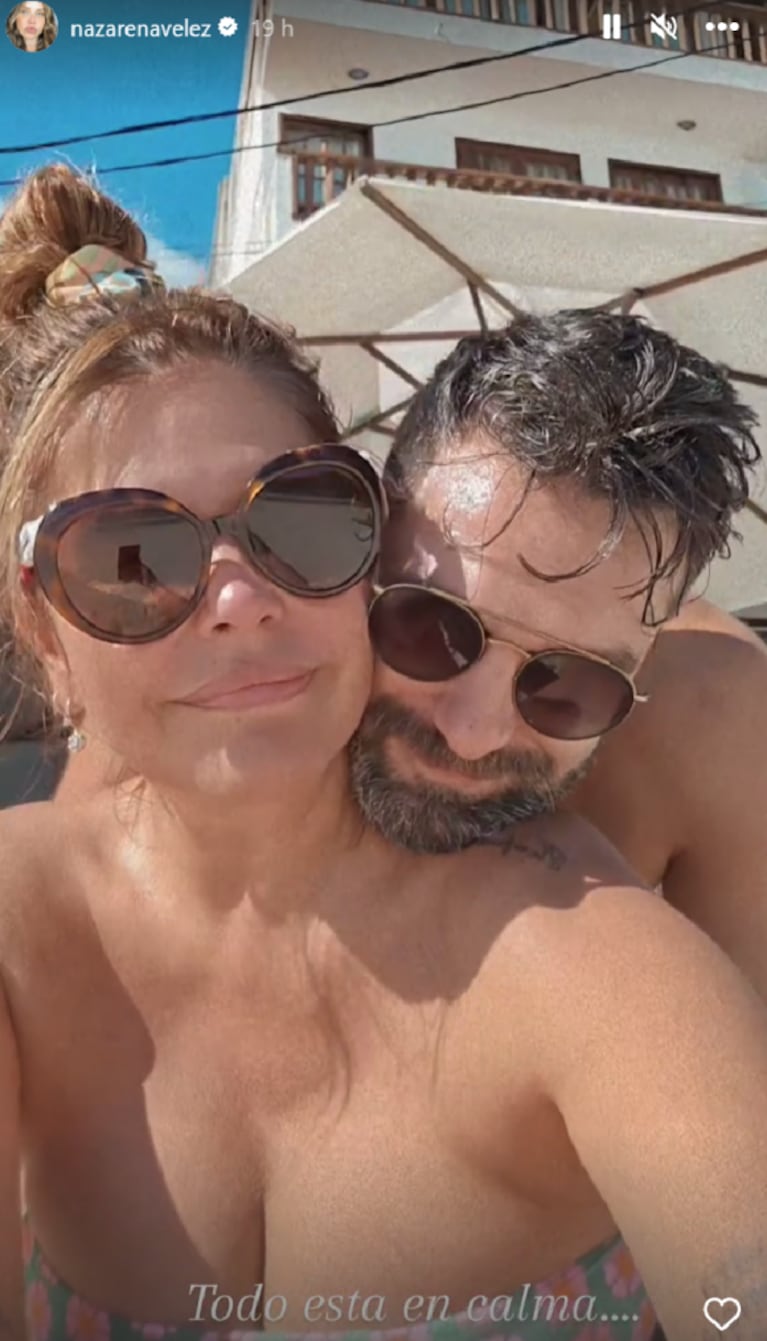 Las románticas vacaciones de Nazarena Vélez y Santiago Caamaño: diversión y mimos en la playa