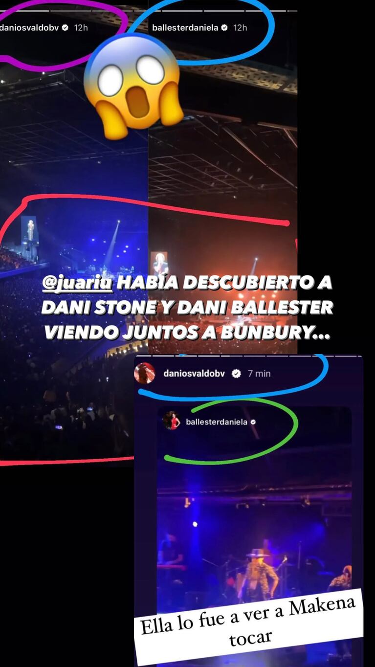 Las stories de Daniel Osvaldo y Daniela Ballester juntos (Foto: Instagram @maitepenio)