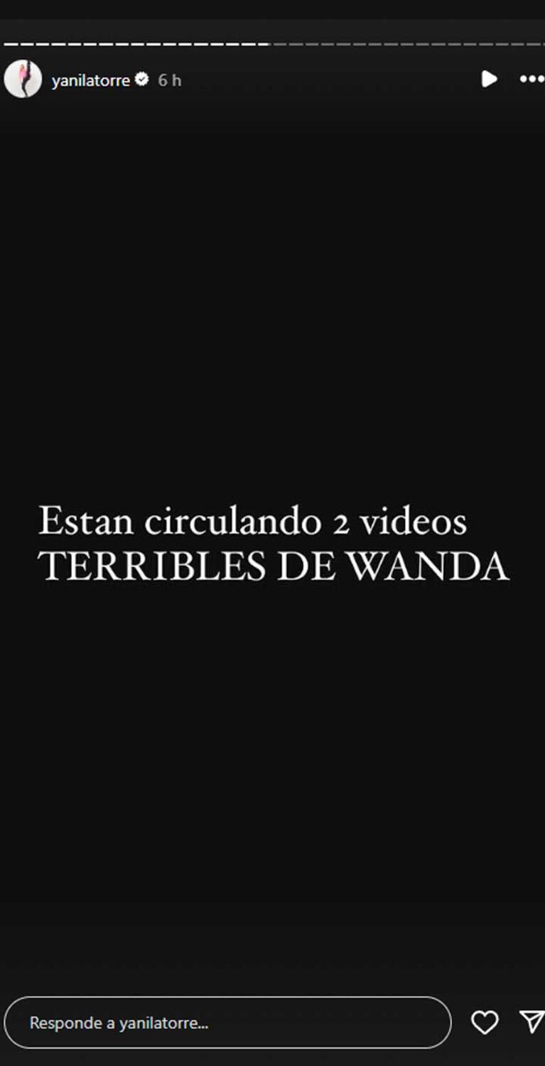 Las stories de Yanina Latorre sobre Wanda Nara (Foto: Instagram @yanilatorre)