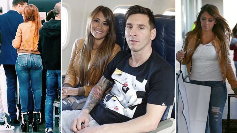 Las súper curvas de Antonella Roccuzzo en su llegada a Zurich junto a Messi: diosa total a 4 meses de dar a luz. (Foto: Twitter)