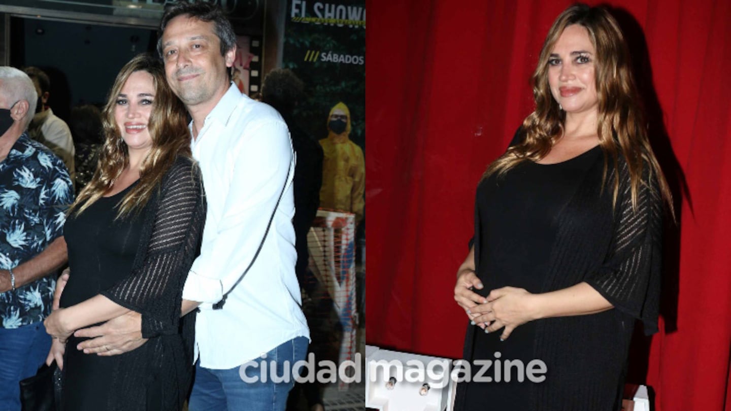 Las tiernas fotos de Belén Francese, embarazada de cuatro meses y medio, en el estreno de Radojka junto a su esposo (Fotos: Movilpress)