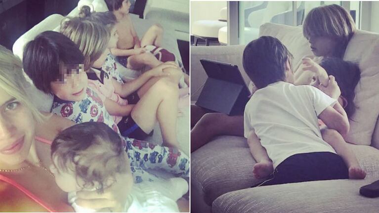 Las tiernas imágenes de Wanda Nara y sus hijos en la mañana del 1º de Mayo.