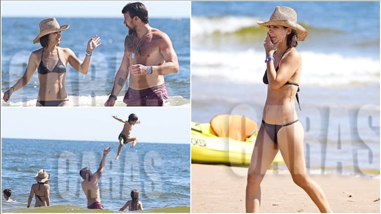 Las vacaciones de Agustina Cherri con sus hijos y su pareja en Solanas (Fotos: revista Caras)