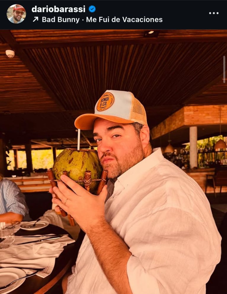 Las vacaciones de Darío Barassi en Brasil (Foto: captura de Instagram/@dariobarassi).