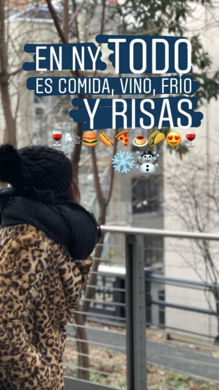 Las vacaciones de Nico Vázquez y Gimena Accardi en Nueva York:  amor, patín sobre hielo y looks cancheros 