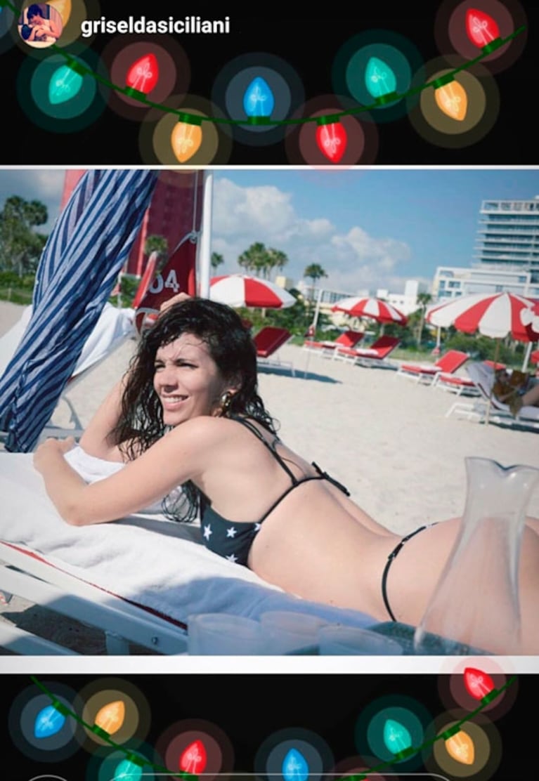 Las vacaciones playeras de Griselda Siciliani, una diosa al natural y con humor en Miami: "Así te espero 2018"