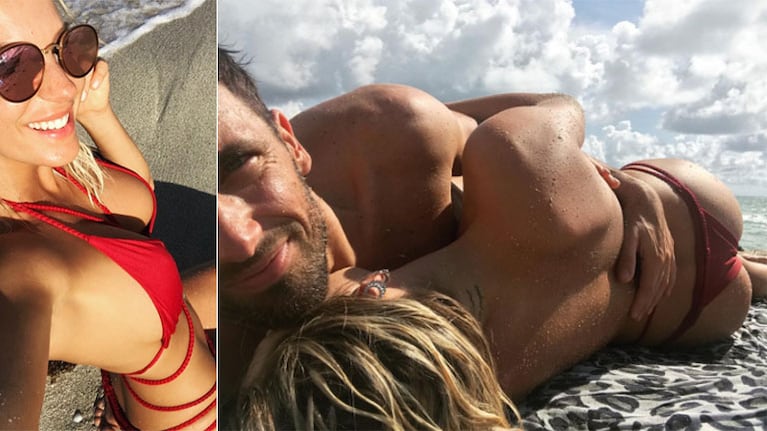 Las vacaciones súper apasionadas de Noelia Marzol con su nuevo novio en Miami: mimos hot en la arena y surf aventurero...