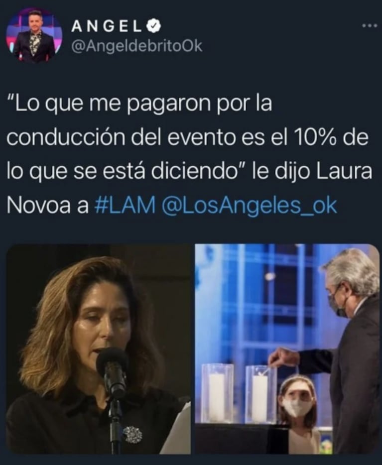 Laura Novoa aclaró cuánto cobró por participar en el homenaje a las víctimas de covid: "Es el 10 por ciento de lo que se está diciendo" 