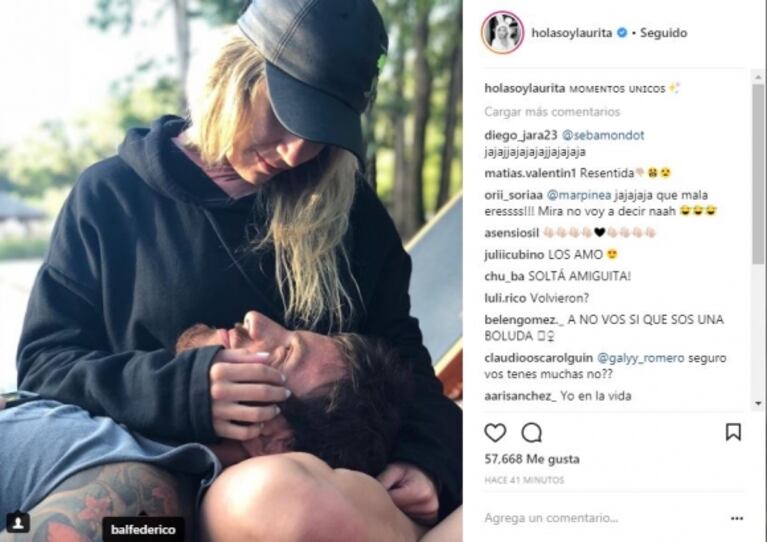 Laurita Fernández confirmó su tercera reconciliación con Fede Bal con una tierna foto: "Momentos únicos"