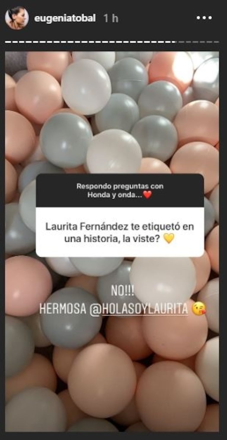 Laurita Fernández cruzó unos inesperados mensajes con Eugenia Tobal, ¡ex de Cabré!: "Estoy probando tu receta"