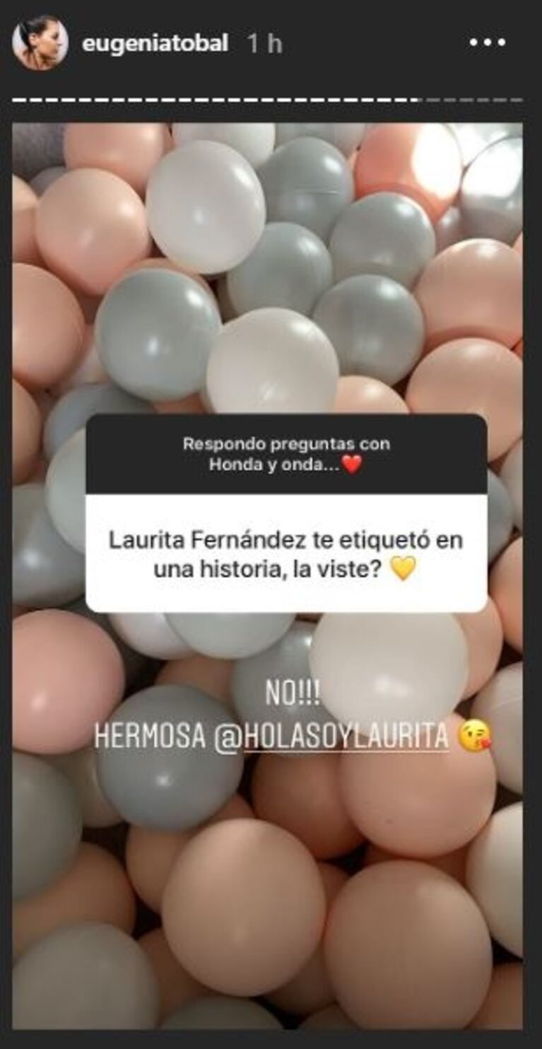 Laurita Fernández cruzó unos inesperados mensajes con Eugenia Tobal, ¡ex de Cabré!: "Estoy probando tu receta"