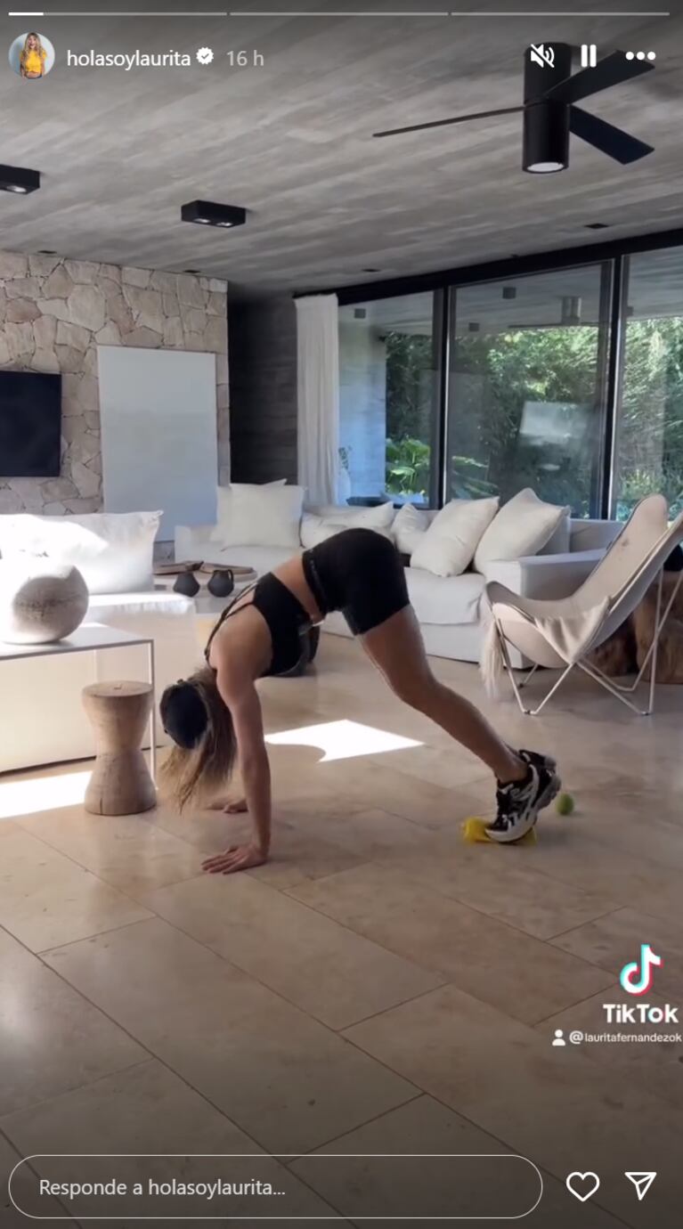 Laurita Fernández entrenó en su casa. Foto: IG | holasoylaurita