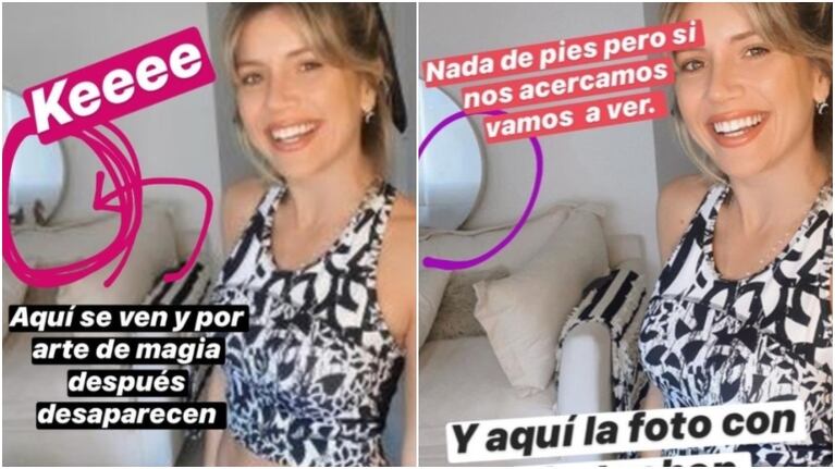 ¿Laurita Fernández hizo Photoshop en una foto para que nadie se entere que estaba con compañía en su casa? (Fotos: Twitter)