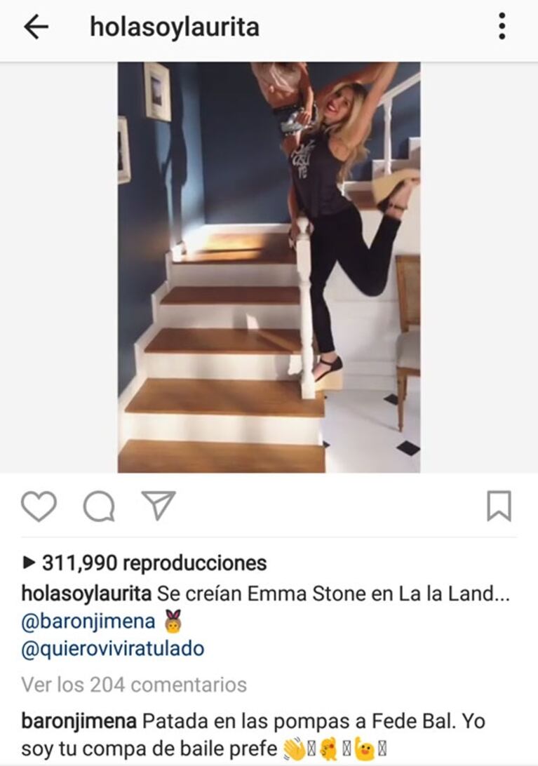 Laurita Fernández publicó un video junto a Jimena Barón… y la actriz hizo un pícaro comentario: "Patada en las pompas de Fede Bal. Yo soy tu compa de baile prefe"